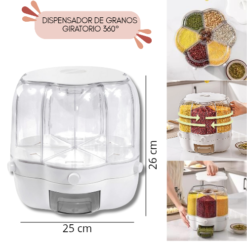 Dispensador de granos giratorios 360°