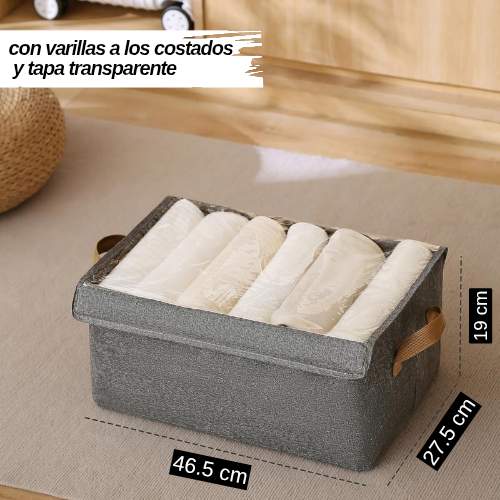 Organizador de ropa plegable con tapa transparente
