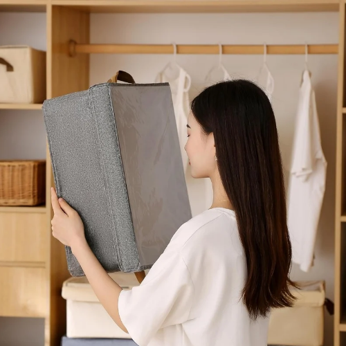 Organizador de ropa plegable con tapa transparente