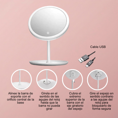ESPEJO DE MAQUILLAJE CON LUZ LED
