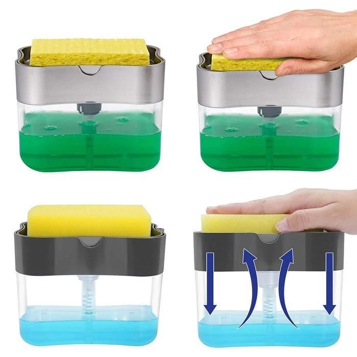 DISPENSADOR DE JABÓN Y SOPORTE DE ESPONJA