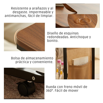 MESA AUXILIAR PEQUEÑA TIPO C CON BOLSA DE ALMACENAMIENTO