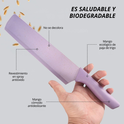 SET DE 6 CUCHILLOS DE COLORES CON TECNOLOGÍA BO